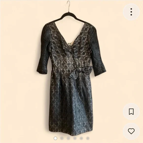 Marc by Marc Jacobs Black Lace 3/4 Length Sleeve Bow Knee Length Dress Size 2 - Picture 1 of 6